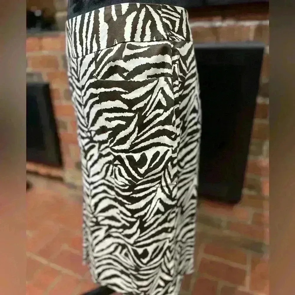 Soft Works Zebra Print Pencil Skirt Brown Cream Stretch Midi Chic Classy Slim 8 - Picture 7 of 16
